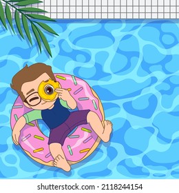 illustration of a boy swimming