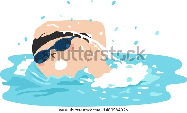 プールで泳ぐ少年のイラスト はい泳ぎ のベクター画像素材 ロイヤリティフリー