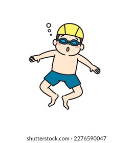 Illustration of Boy Swimming under the Water