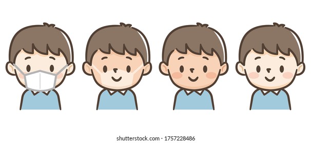 Illustration of a boy tanned with a Mask shape.