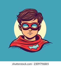 ilustración de niño que es el súper héroe