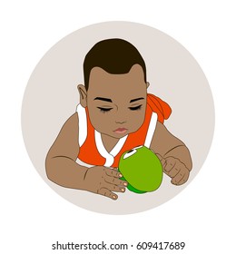 illustration of a boy with a toy