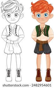 Illustration of a boy in traditional attire