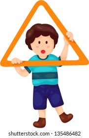 illustration of boy with Triangle