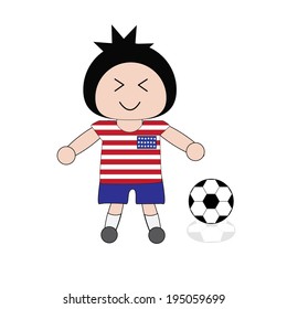 Illustration boy in United States of America football uniform