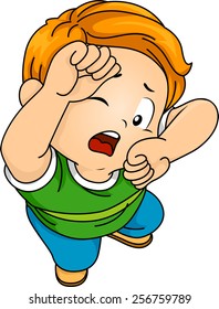 Illustration of a Boy Using His Arms to Defend Himself