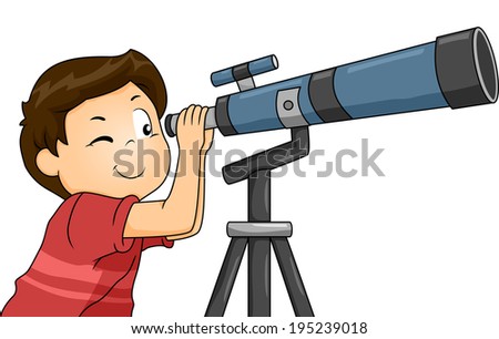 person looking through telescope drawing