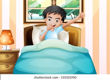 Illustration Of A Boy Waking Up Early