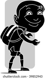 Illustration of boy walking in the school	
