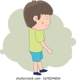 Illustration of a boy walking slowly.