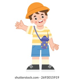 Illustration of a Boy Waving