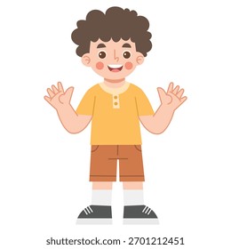 Illustration of a Boy Waving Hello