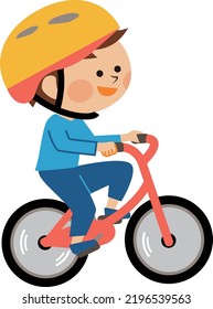 Illustration of a boy wearing a helmet and riding a bicycle