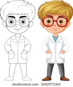 Illustration of a boy wearing a lab coat