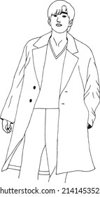 ilustración de un niño que lleva una larga chaqueta