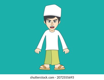 An illustration of a boy wearing Muslim clothing