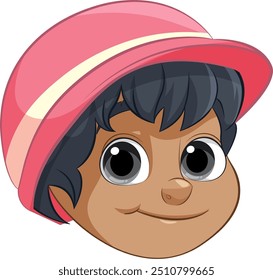 Illustration of a boy wearing a pink hat