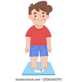 Illustration of a boy weighing