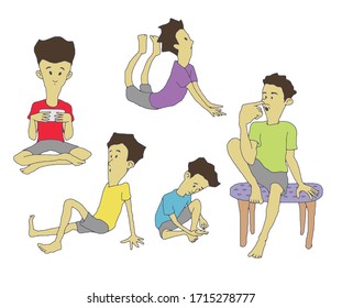 illustration of boy when lazy