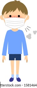 It is an illustration of a boy who is in poor health.