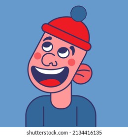 Illustration of a boy in a winter hat. Minimalistic vector illustration.