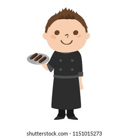 Illustration of a boy working as a chocolatier.