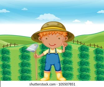 illustration of a boy working in farms