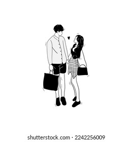 illustration of boyfriend couple in love, valentine day
