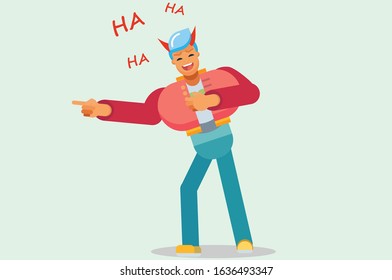 An illustration of a boyfriend evil laughing. A vector of unique character illustration, this illustration can use as a sticker also. 