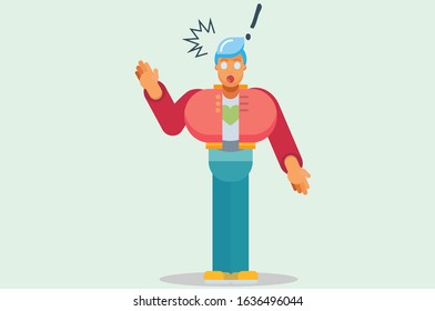 An illustration of a boyfriend shock expression. A vector of unique character illustration, this illustration can use as a sticker also. 