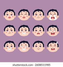 illustration of a boy's expression facing upwards