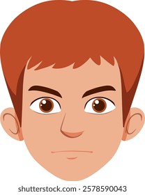 Illustration of a boy's face with red hair