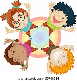 Illustration of Boys and Girls on the Circle on white background