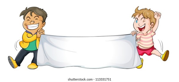 illustration of a boys holding cloth in a white background.