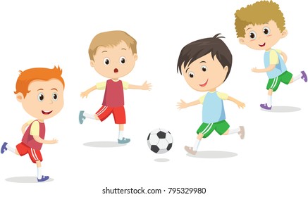 illustration of boys kicking football on the sports field