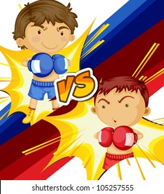 illustration of a boys playing boxing game