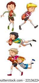 Illustration Of Boys Playing Rugby
