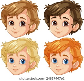 Ilustración de niños con varios colores de pelo