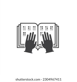 illustration of braille, braille reading, vector art.