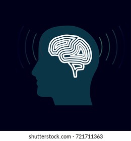 illustration Brain with brainwave