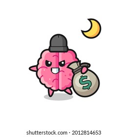 Illustration of brain cartoon is stolen the money , cute style design for t shirt, sticker, logo element