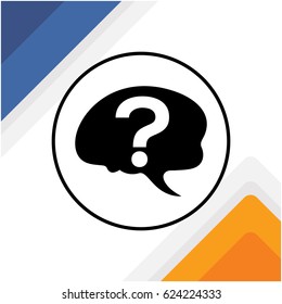 Illustration of brain icon with question mark