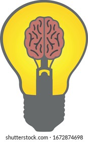 Illustration of a brain inside a light bulb