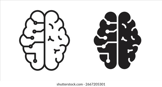 Ilustración de un cerebro con diseño de placa de circuito integrado, mostrando una mezcla de Elementos orgánicos y tecnológicos. Aislado en blanco.