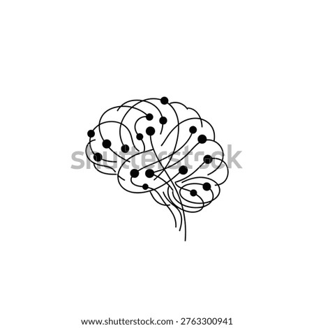 Illustration of brain with lines dots