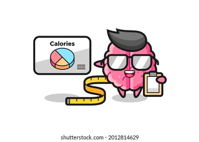 Illustration of brain mascot as a dietitian , cute style design for t shirt, sticker, logo element