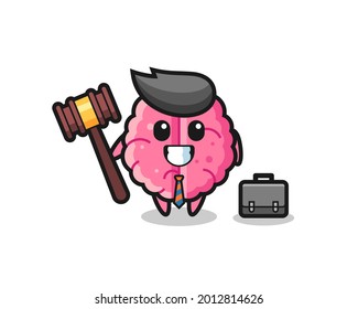 Illustration of brain mascot as a lawyer , cute style design for t shirt, sticker, logo element