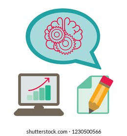 Illustration of the brain as a mechanism with gears. Artificial Intelligence.