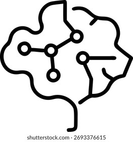 Una ilustración de un cerebro con una red neuronal en su interior, que representa la inteligencia artificial y el aprendizaje automático. El diseño es limpio y moderno, aislado sobre fondo blanco.