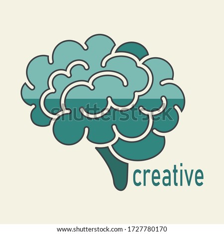 
illustration of the brain with outline style. illustration of creative brain.